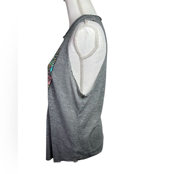 Chaser Gray Sleeveless Top with Colorful Peace Sign Size L - Picture 3 of 12